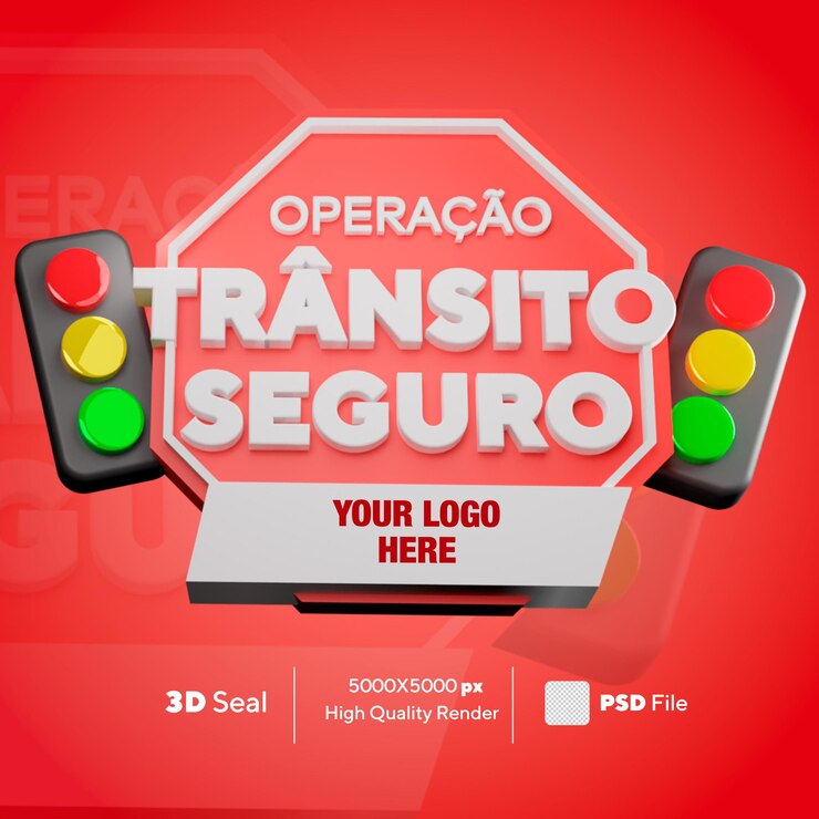 PSD psd gratis sello 3d tránsito seguro 2