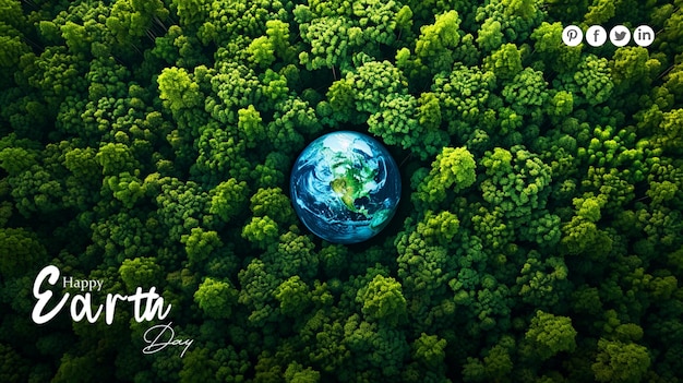 PSD psd gratuit bonne journée de la terre concept d'écologie affiche de bannière sur les médias sociaux