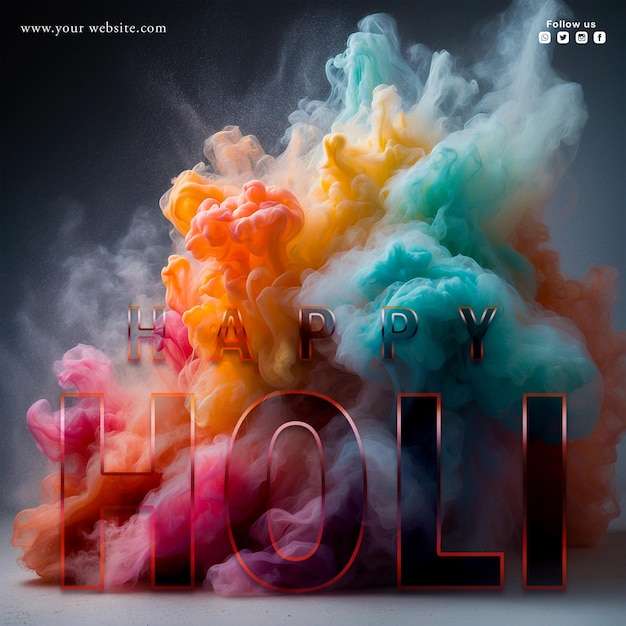 PSD psd gratuit happy holi conception de post sur les médias sociaux