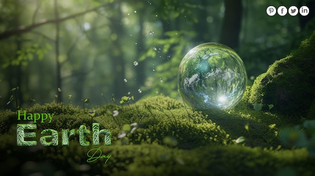 Psd Gratuit Jour De La Terre Globe De Cristal Dans La Nature Concept Pour L'environnement
