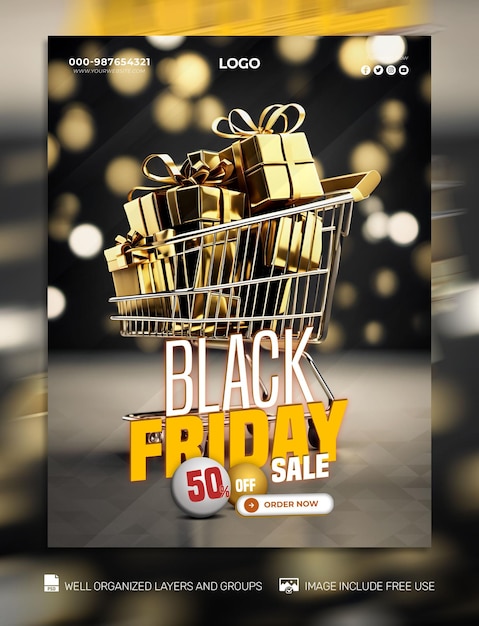 PSD psd gratuit psd black friday affiche ampli de médias sociaux bannière tamplates