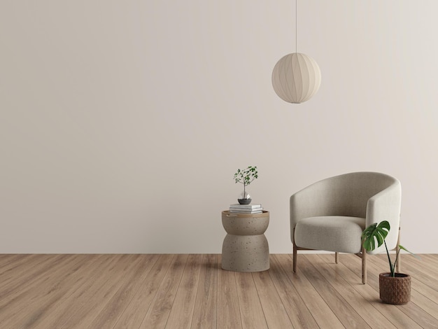 PSD gratuit un salon avec une chaise et une lampe sur le sol