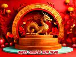 PSD psd gratuito año nuevo chino patrones tradicionales flores linternas de dragón elementos y adornos