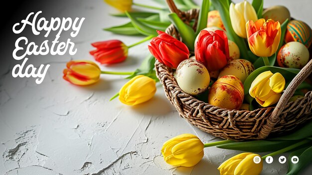 PSD psd gratuito feliz día de pascua huevos de pascua fondo de pantalla para carteles y pancartas de redes sociales