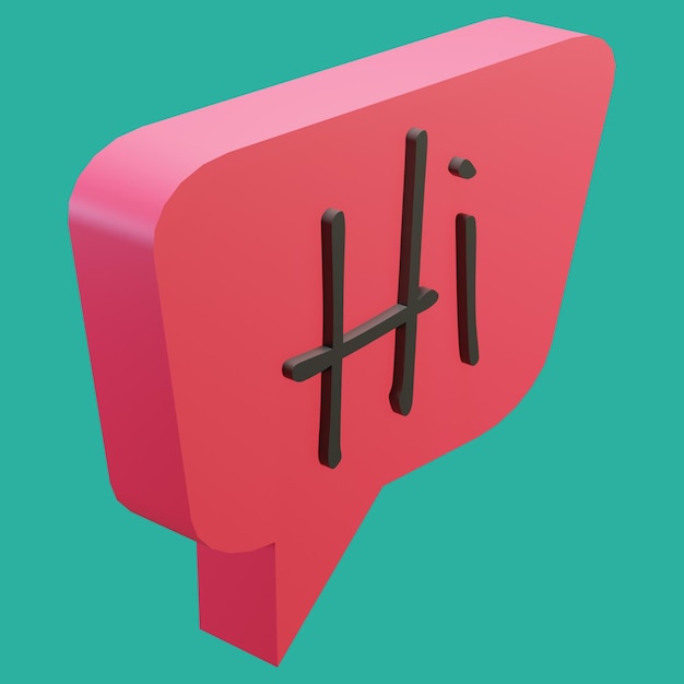 psd gratuito file di rendering 3d bolla chat con testo andhi a forma di scatola di colore rosso