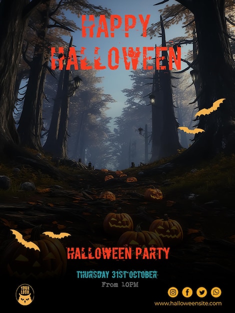 PSD psd gratuito para convite de festa de halloween postagens do instagram histórias