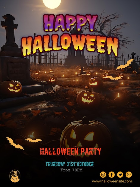Psd gratuito para convite de festa de halloween postagens do instagram histórias