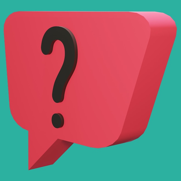 Psd gratuito Rendering 3d chat a bolle con forma a scatola di colore rosso e punto interrogativo