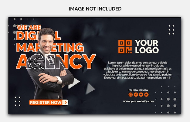 PSD gratuito siamo un modello di banner per social media di un'agenzia di marketing digitale