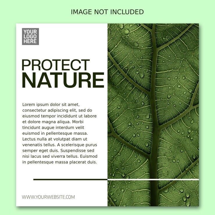 PSD green nature forest social media post template