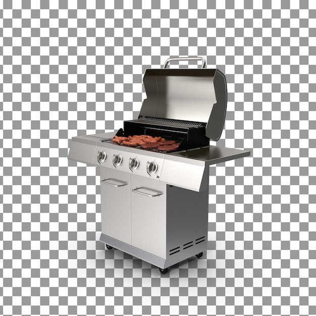 PSD Grilles de stand de barbecue sur fond isolé et transparent