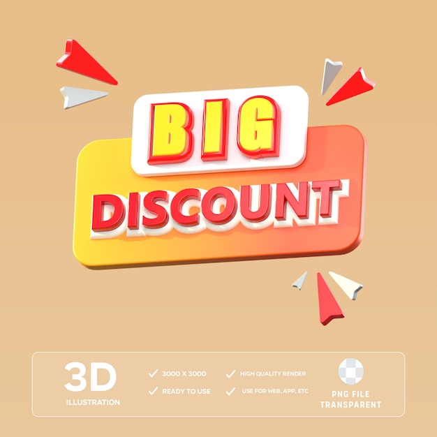 PSD große Rabatt 3D-Illustration