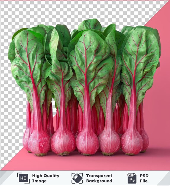 PSD psd avec un groupe transparent de mockup de chard sur un fond rose