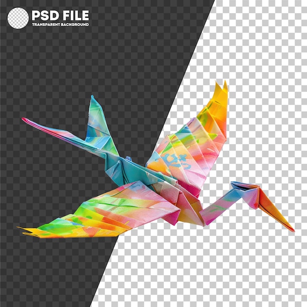 PSD grue origami de couleur arc-en-ciel