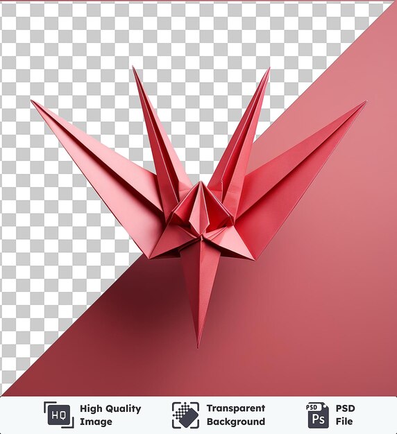 PSD psd avec grue en papier photographique réaliste et transparente de l'artiste origami