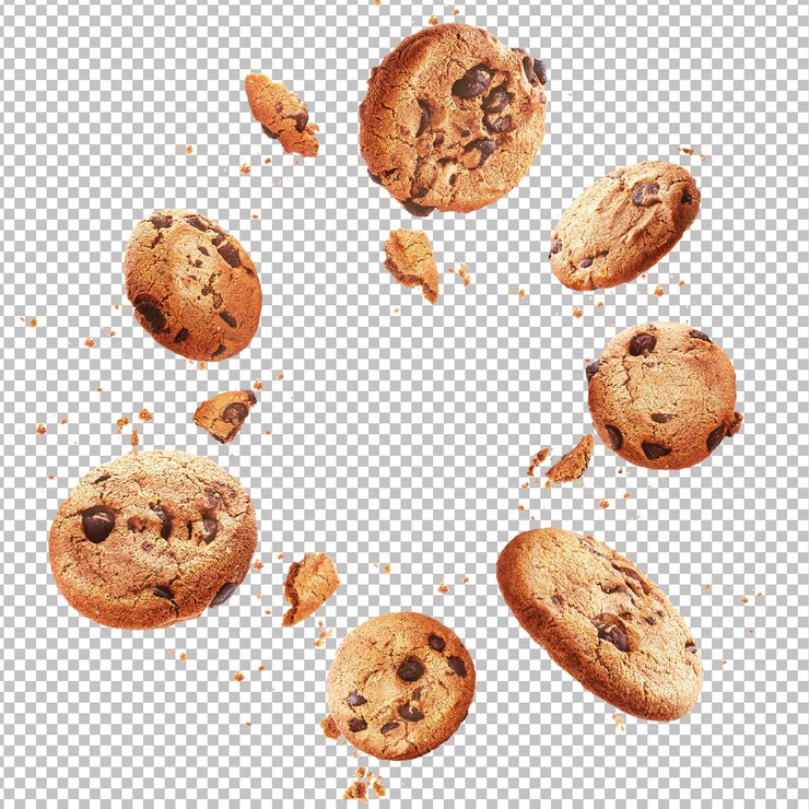 PSD psd un grupo de galletas con chispas de chocolate aisladas en la capa alfa