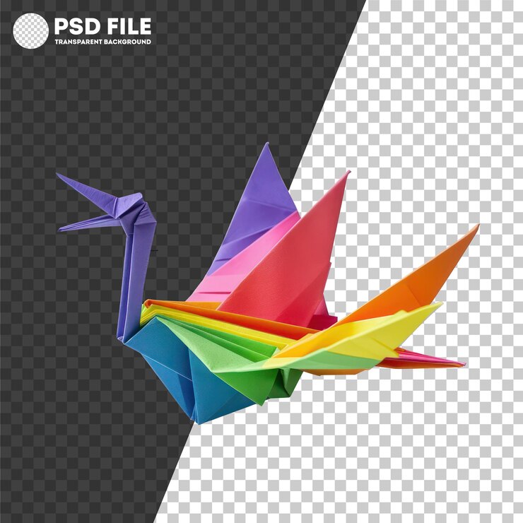 PSD psd guindaste origami de cor arco-íris