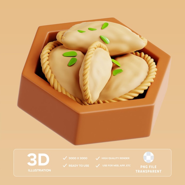PSD Gujiya 3D-Illustration