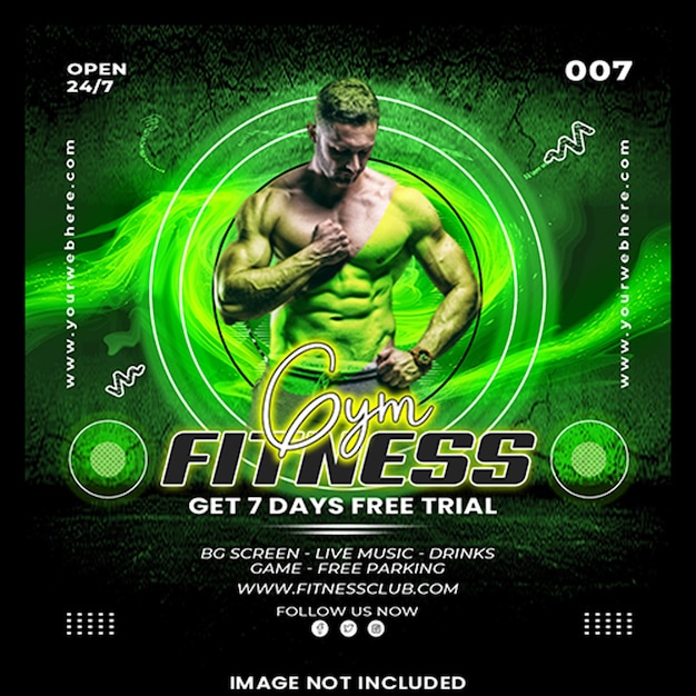 PSD gym fitness carré flyer événement affiche modèle de bannière de médias sociaux