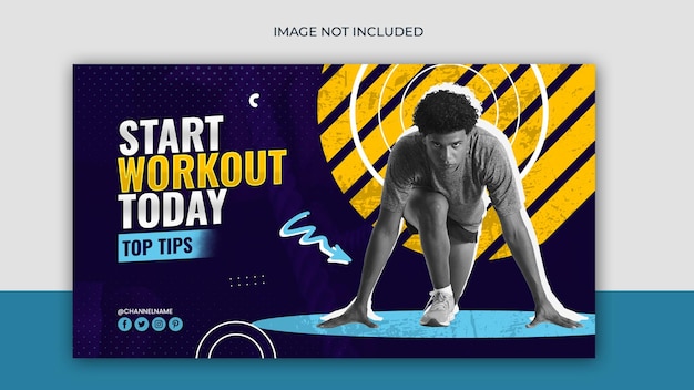 PSD Gym und Fitness YouTube-Thumbnail-Designvorlage