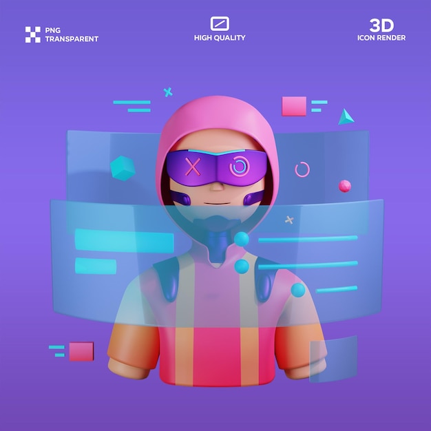 PSD-Hacker-Bot 3D-Illustration