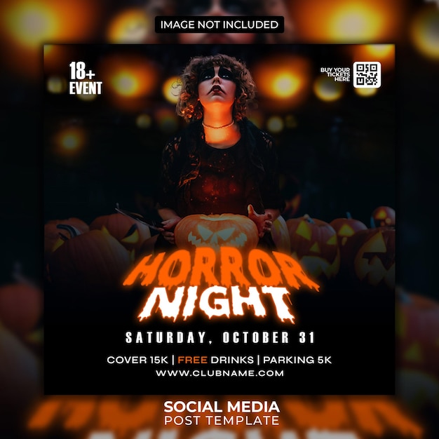 PSD psd halloween club dj party flyer modelo de postagem em mídia social e modelo de banner da web