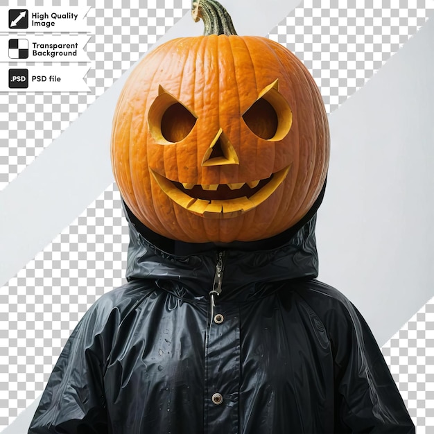 PSD psd halloween jack o linterna calabaza en fondo transparente con capa de máscara editable