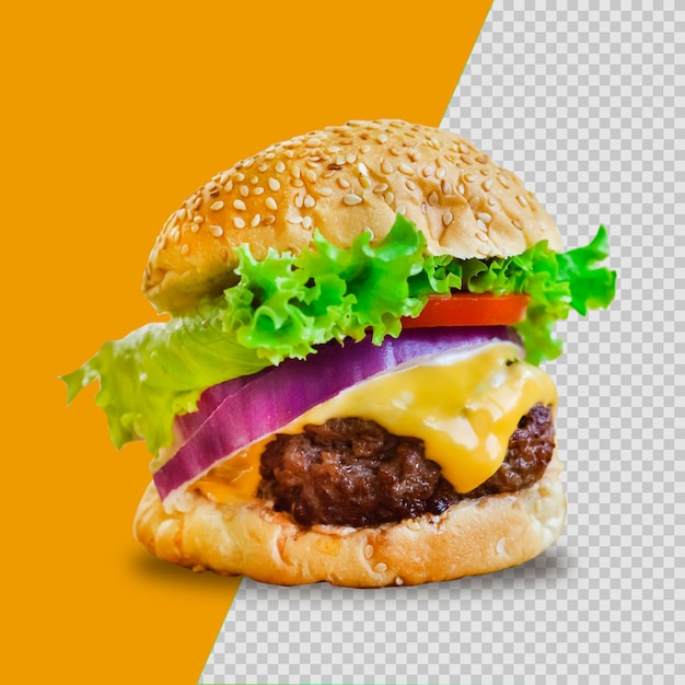 PSD hambúrguer delicioso e irritado fresco isolado