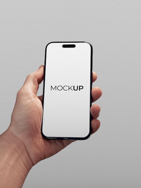 PSD Hand Holding Smartphone Mockup con sfondo trasparente