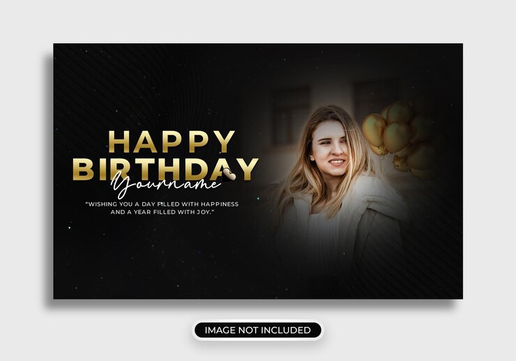 PSD Happy Birthday greeting card social media post or banner design template