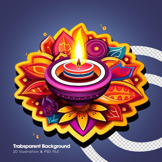 PSD Happy Diwali Design 2D-Illustrationselemente