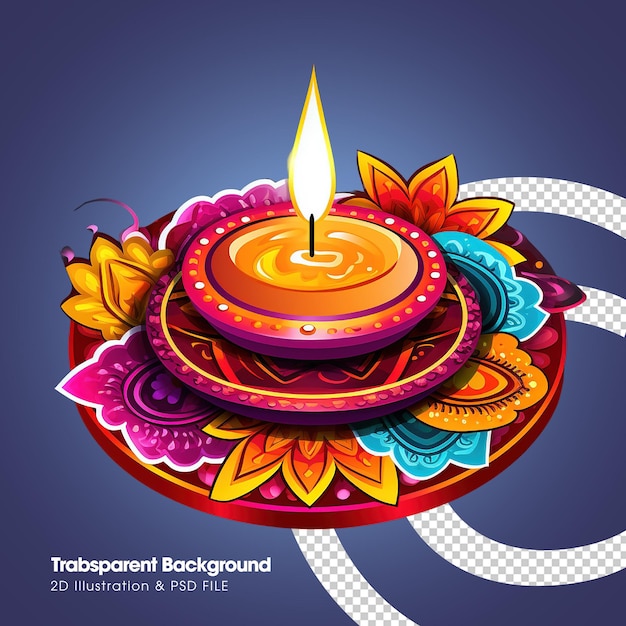 PSD happy diwali design elementi di illustrazione 2d