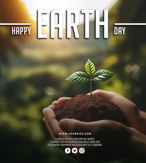 PSD psd happy earth day 22nd april social media banner post template design