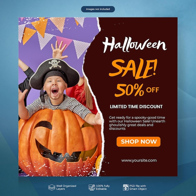 PSD psd happy halloween sale mídia social e modelo de postagem no instagram