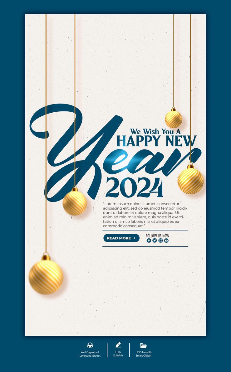 PSD psd happy new year 2024 instagram story template