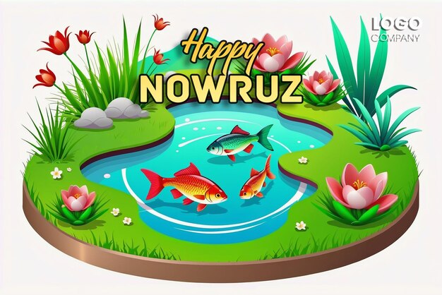 PSD Happy Nowruz Day o illustrazione del Capodanno iraniano con Grass Semeni
