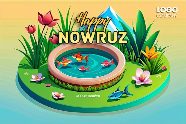 PSD Happy Nowruz Day o illustrazione del Capodanno iraniano con Grass Semeni