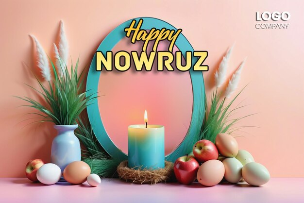 PSD Happy Nowruz Day o illustrazione del Capodanno iraniano con Grass Semeni
