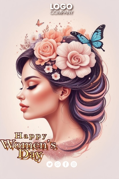 PSD psd happy womens day 3d-illustration seitenprofilporträt eines weiblichen schönheitsgesichts
