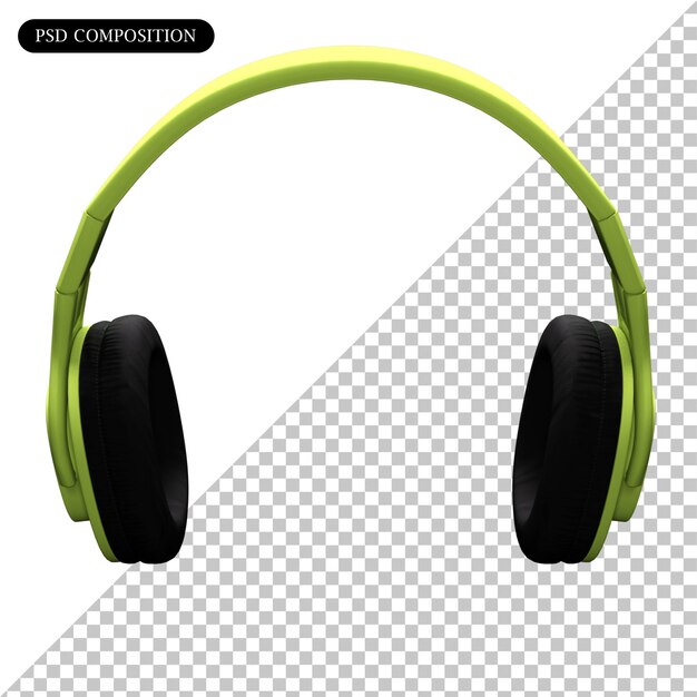 Psd headset color sencillo aislado en 3d renderizado