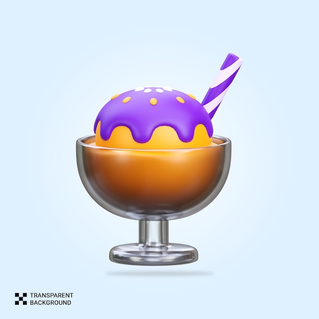 Psd helado 3d en el icono de vidrio