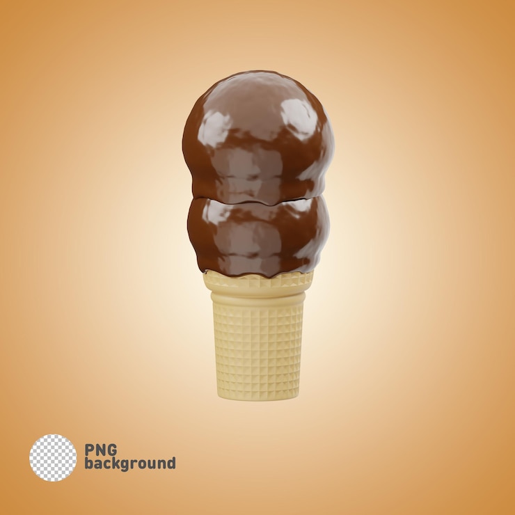 PSD psd helado de chocolate icono aislado 3d render ilustración