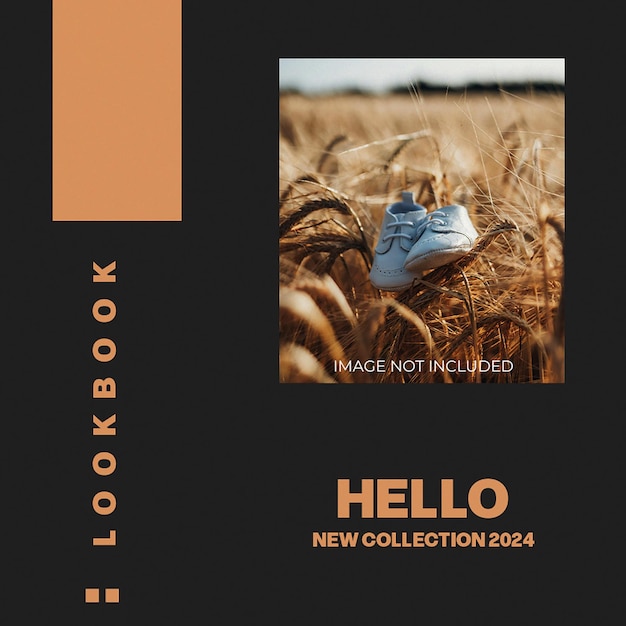 PSD psd hello nouvelle collection sur fond noir design modèle de poste instagram