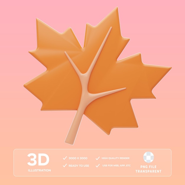 PSD-Herbst-Symbol Herbstblatt 3D-Illustration