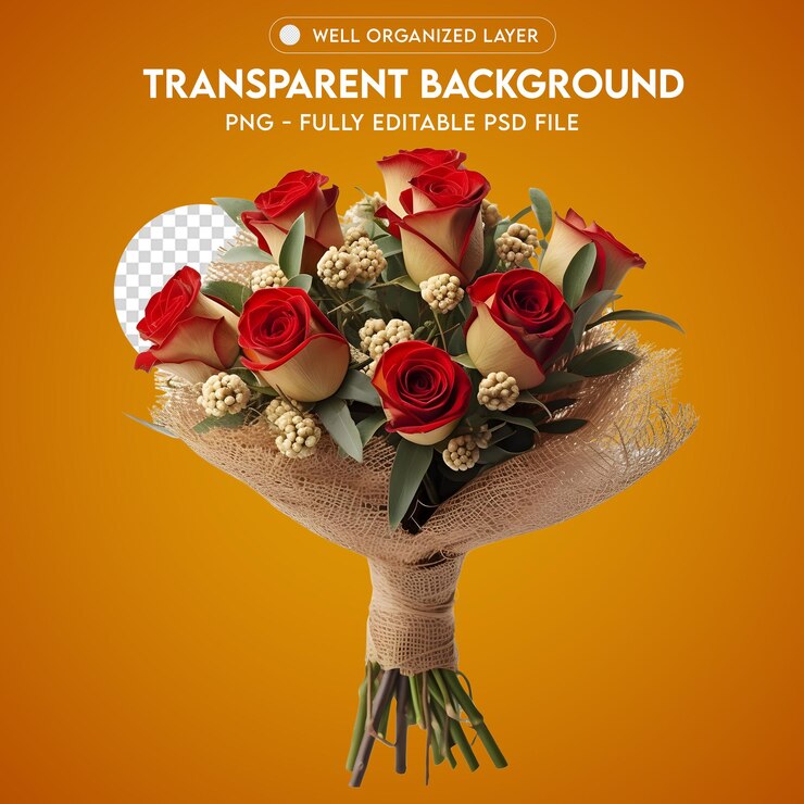 PSD psd hermoso ramo de flores png transparente