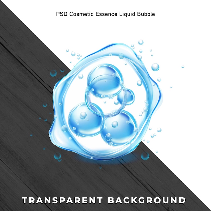 PSD psd hidratante cosmético molécula de agua esencia cosmética burbuja líquida aislado en transparente