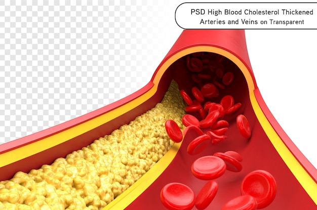 PSD High Blood Cholesterol Thickened Arteries and Veins Red Blood Cell png transparent background