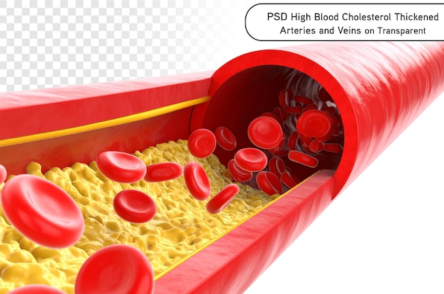 PSD High Blood Cholesterol Thickened Arteries and Veins Red Blood Cell png transparent background