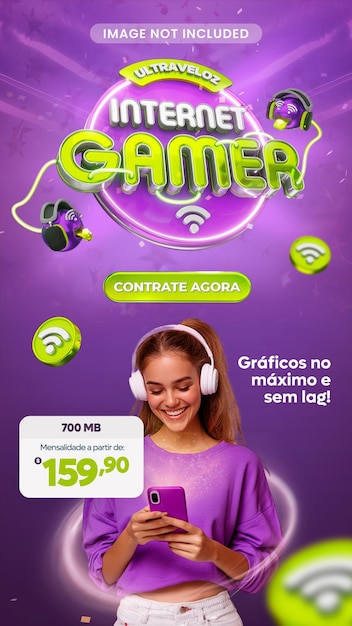PSD Historia del jugador de Internet Sem lag com Selo 3D