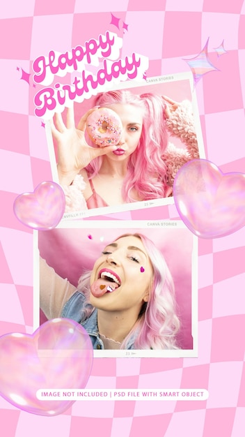 PSD historia de las redes sociales moodboard modelo de marco de cumpleaños